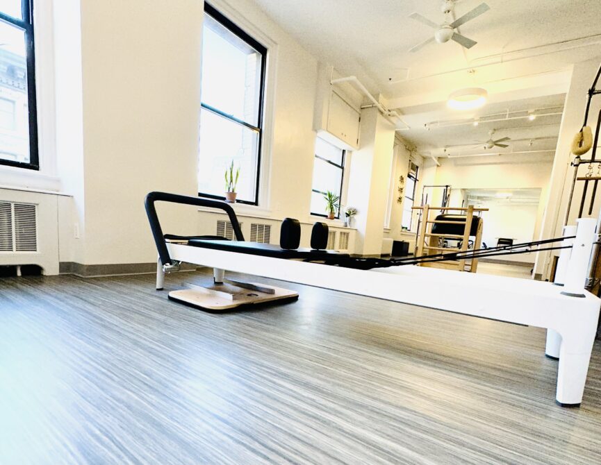 balanced body reformer in a pilates studio with good lighting